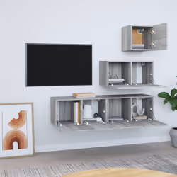 vidaXL Set di Mobili Porta TV 4 pz Grigio Sonoma in Legno Multistrato - Vista aggiuntiva 3
