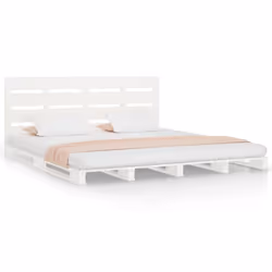 vidaXL Giroletto senza Materasso Bianco 200x200 cm Legno Massello Pino - Vista aggiuntiva 2