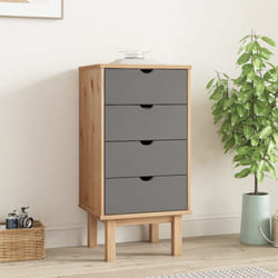 vidaXL Cassettiera OTTA Marrone e Grigio 45x39x90 cm in Legno di Pino