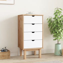vidaXL Cassettiera OTTA Marrone e Bianco 45x39x90 cm in Legno di Pino