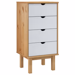 vidaXL Cassettiera OTTA Marrone e Bianco 45x39x90 cm in Legno di Pino - Vista aggiuntiva 2