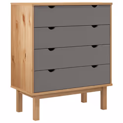 Cassettiera OTTA Marrone e Grigio 76,5x39,5x90 cm Legno di Pinocod mxl 102093