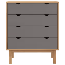 Cassettiera OTTA Marrone e Grigio 76,5x39,5x90 cm Legno di Pinocod mxl 102093