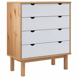 Cassettiera OTTA Marrone e Bianco 76,5x39,5x90 cm Legno di Pinocod mxl 126186