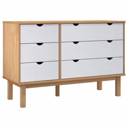 vidaXL Cassettiera OTTA Marrone e Bianco 111x43x73,5 cm Legno di Pino - Vista aggiuntiva 2