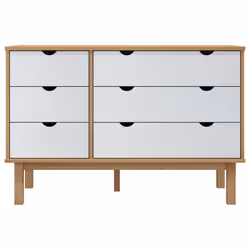 vidaXL Cassettiera OTTA Marrone e Bianco 111x43x73,5 cm Legno di Pino - Vista aggiuntiva 3