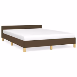 vidaXL Giroletto senza Materasso Marrone Scuro 140x190 cm Tessuto - Vista aggiuntiva 2