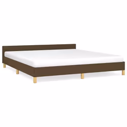 vidaXL Giroletto senza Materasso Marrone Scuro 180x200 cm Tessuto - Vista aggiuntiva 2