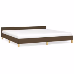 vidaXL Giroletto senza Materasso Marrone Scuro 200x200 cm in Tessuto - Vista aggiuntiva 2
