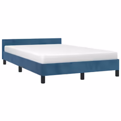 vidaXL Giroletto senza Materasso Blu Scuro 120x200 cm in Velluto - Vista aggiuntiva 3