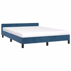 vidaXL Giroletto senza Materasso Blu Scuro 140x190 cm in Velluto - Vista aggiuntiva 3