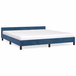 vidaXL Giroletto senza Materasso Blu Scuro 160x200 cm in Velluto - Vista aggiuntiva 2