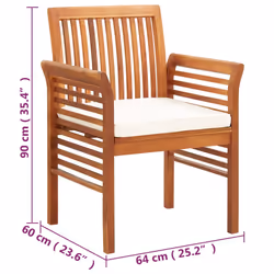 VidaXL 3120450 sedia da esterno Terrazzo Seduta imbottita Legno di acacia Crema - Vista aggiuntiva 8