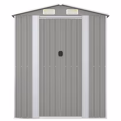 vidaXL Capanno da Giardino Grigio Chiaro 192x108x223cm Acciaio Zincato - Vista aggiuntiva 3