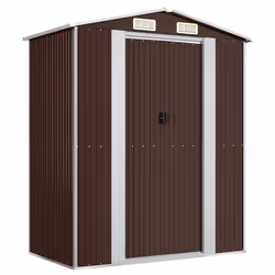 vidaXL Capanno da Giardino Marrone Scuro 192x108x223cm Acciaio Zincato - Vista aggiuntiva 2