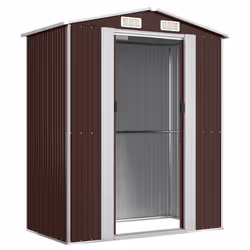 vidaXL Capanno da Giardino Marrone Scuro 192x108x223cm Acciaio Zincato - Vista aggiuntiva 3