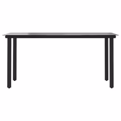vidaXL Tavolo Pranzo Giardino Nero 160x80x74 Acciaio e Vetro Temperato - Vista aggiuntiva 3