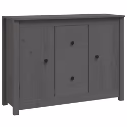 vidaXL Credenza Grigia 100x35x74 cm in Legno Massello di Pino - Vista aggiuntiva 2
