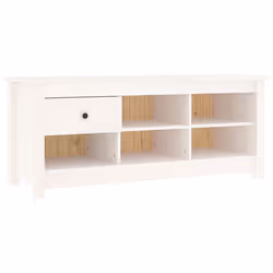 vidaXL Scarpiera Bianca 110x38x45,5 cm in Legno Massello di Pino - Vista aggiuntiva 2