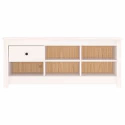 vidaXL Scarpiera Bianca 110x38x45,5 cm in Legno Massello di Pino - Vista aggiuntiva 3