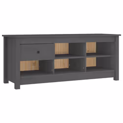 vidaXL Scarpiera Grigia 110x38x45,5 cm in Legno Massello di Pino - Vista aggiuntiva 2