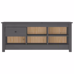 vidaXL Scarpiera Grigia 110x38x45,5 cm in Legno Massello di Pino - Vista aggiuntiva 3