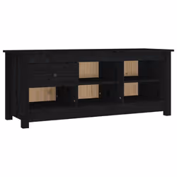 vidaXL Scarpiera Nera 110x38x45,5 cm in Legno Massello di Pino - Vista aggiuntiva 2