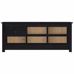 vidaXL Scarpiera Nera 110x38x45,5 cm in Legno Massello di Pino - Vista aggiuntiva 3