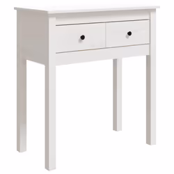 vidaXL Tavolo Consolle Bianco 70x35x75 cm in Legno Massello di Pino - Vista aggiuntiva 2