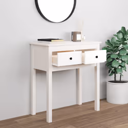 vidaXL Tavolo Consolle Bianco 70x35x75 cm in Legno Massello di Pino - Vista aggiuntiva 3