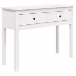 vidaXL Tavolo Consolle Bianco 100x35x75 cm in Legno Massello di Pino - Vista aggiuntiva 2