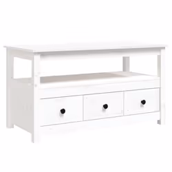 vidaXL Tavolino da Salotto Bianco 102x49x55 cm Legno Massello di Pino - Vista aggiuntiva 2