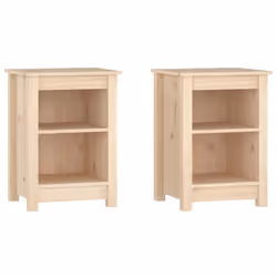 vidaXL Comodini 2 pz Grigi 40x35x55 cm in Legno Massello di Pino - Vista aggiuntiva 2