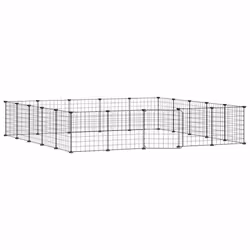 vidaXL Gabbia per Animali 20 Pannelli con Porta Nera 35x35 cm Acciaio - Vista aggiuntiva 2