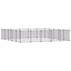 vidaXL Gabbia per Animali 20 Pannelli con Porta Nera 35x35 cm Acciaio - Vista aggiuntiva 2