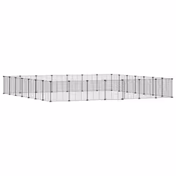 vidaXL Gabbia per Animali 28 Pannelli con Porta Nero 35x35 cm Acciaio - Vista aggiuntiva 2