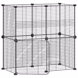 vidaXL Gabbia per Animali 12 Pannelli con Porta Nero 35x35 cm Acciaio - Vista aggiuntiva 2
