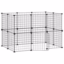 vidaXL Gabbia per Animali 20 Pannelli con Porta Nera 35x35 cm Acciaio - Vista aggiuntiva 2