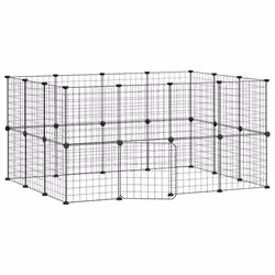 vidaXL Gabbia per Animali 28 Pannelli con Porta Nero 35x35 cm Acciaio - Vista aggiuntiva 2