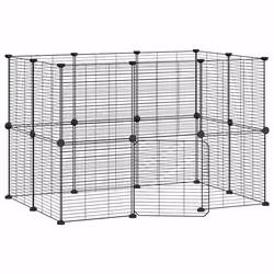 vidaXL Gabbia per Animali 20 Pannelli con Porta Nera 35x35 cm Acciaio - Vista aggiuntiva 2