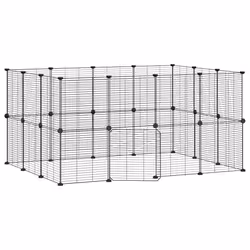 vidaXL Gabbia per Animali 28 Pannelli con Porta Nero 35x35 cm Acciaio - Vista aggiuntiva 2