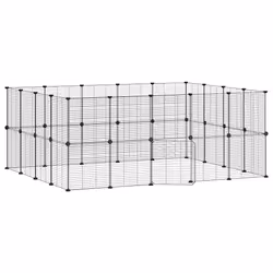 vidaXL Gabbia per Animali 36 Pannelli con Porta Nera 35x35 cm Acciaio - Vista aggiuntiva 2