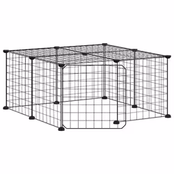 vidaXL Gabbia per Animali 12 Pannelli con Porta Nero 35x35 cm Acciaio - Vista aggiuntiva 2