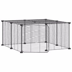 vidaXL Gabbia per Animali 12 Pannelli con Porta Nero 35x35 cm Acciaio - Vista aggiuntiva 2