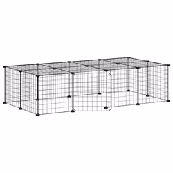 vidaXL Gabbia per Animali 20 Pannelli con Porta Nera 35x35 cm Acciaio - Vista aggiuntiva 2