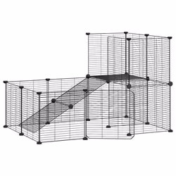 vidaXL Gabbia per Animali 20 Pannelli con Porta Nera 35x35 cm Acciaio - Vista aggiuntiva 2