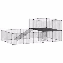 vidaXL Gabbia per Animali 36 Pannelli con Porta Nera 35x35 cm Acciaio - Vista aggiuntiva 2