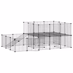 vidaXL Gabbia per Animali 44 Pannelli con Porta Nera 35x35 cm Acciaio - Vista aggiuntiva 2