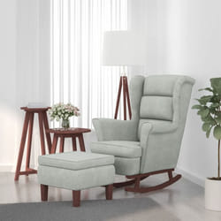 Vidaxl - Poltrona a Dondolo Gambe Legno e Sgabello Grigio Chiaro Velluto 50571