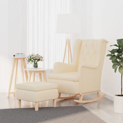 Vidaxl - Poltrona con Gambe a Dondolo e Sgabello Crema in Tessuto 77658